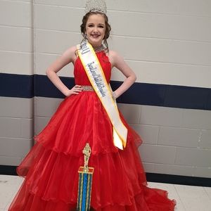 OMC size 12 red pageant dress